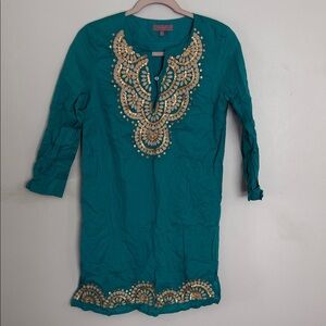 Harper Teal Dress with Pink Label